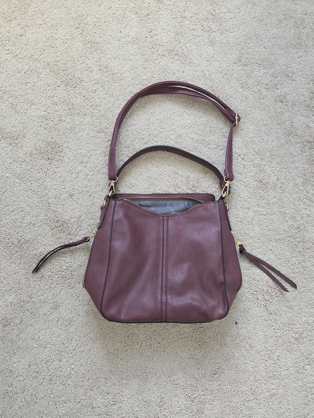 Realer Women's Burgandy Faux-Leather Shoulder Bag with Top Handle